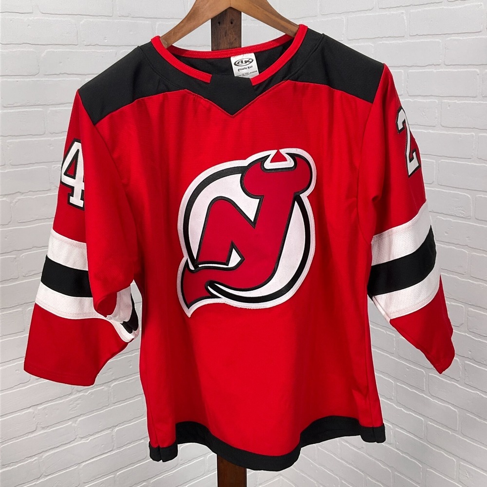 Athletic Knit NHL Jersey Youth XLarge Red Black KAO 24 NEW JERSEY DEVILS Shirt